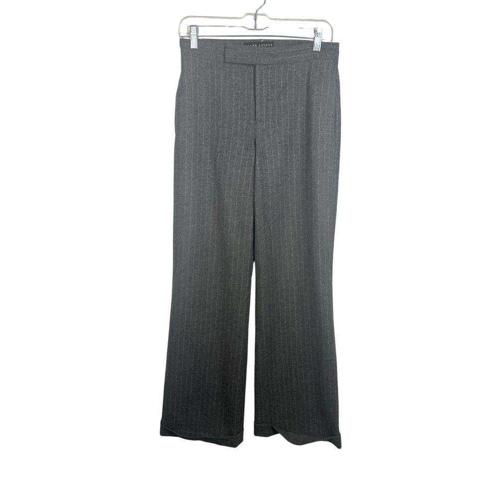 Ralph Lauren Trousers Women 2 Gray Excellent Vintage Pinstripe Merino Wool